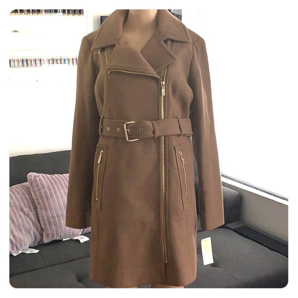 Michael Kors Asymmetrical Wool Walker Coat No